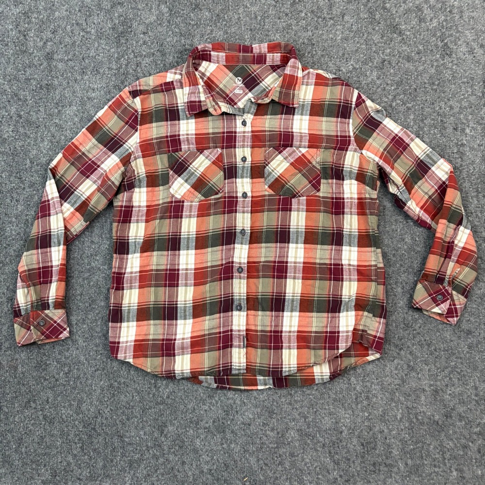 Merrell Plaid Flannel Shirt Womens XL Button Front Long‎ Sleeve Outdoor